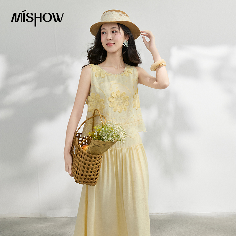 Embroidery Blouse - MISHOW Set Estivo con Ricamo Floreale