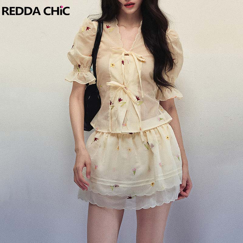 Embroidery Blouse - REDDACHiC Set Coordinato da Donna in