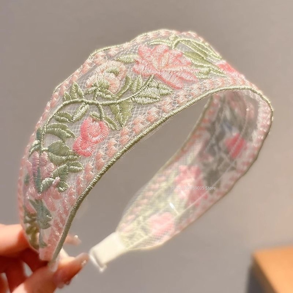Embroidery Hoop - Fascia per capelli primaverile in pizzo