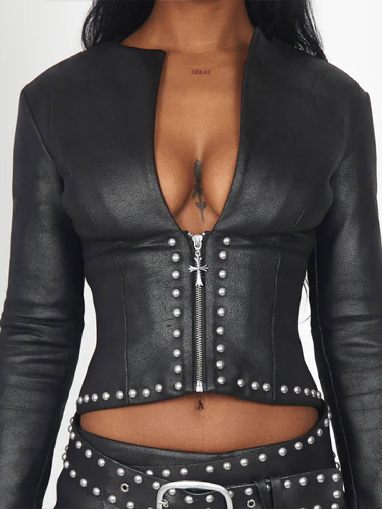 Completo da Donna in Pelle PU  - Embroidery Jacket recensione e prezzo