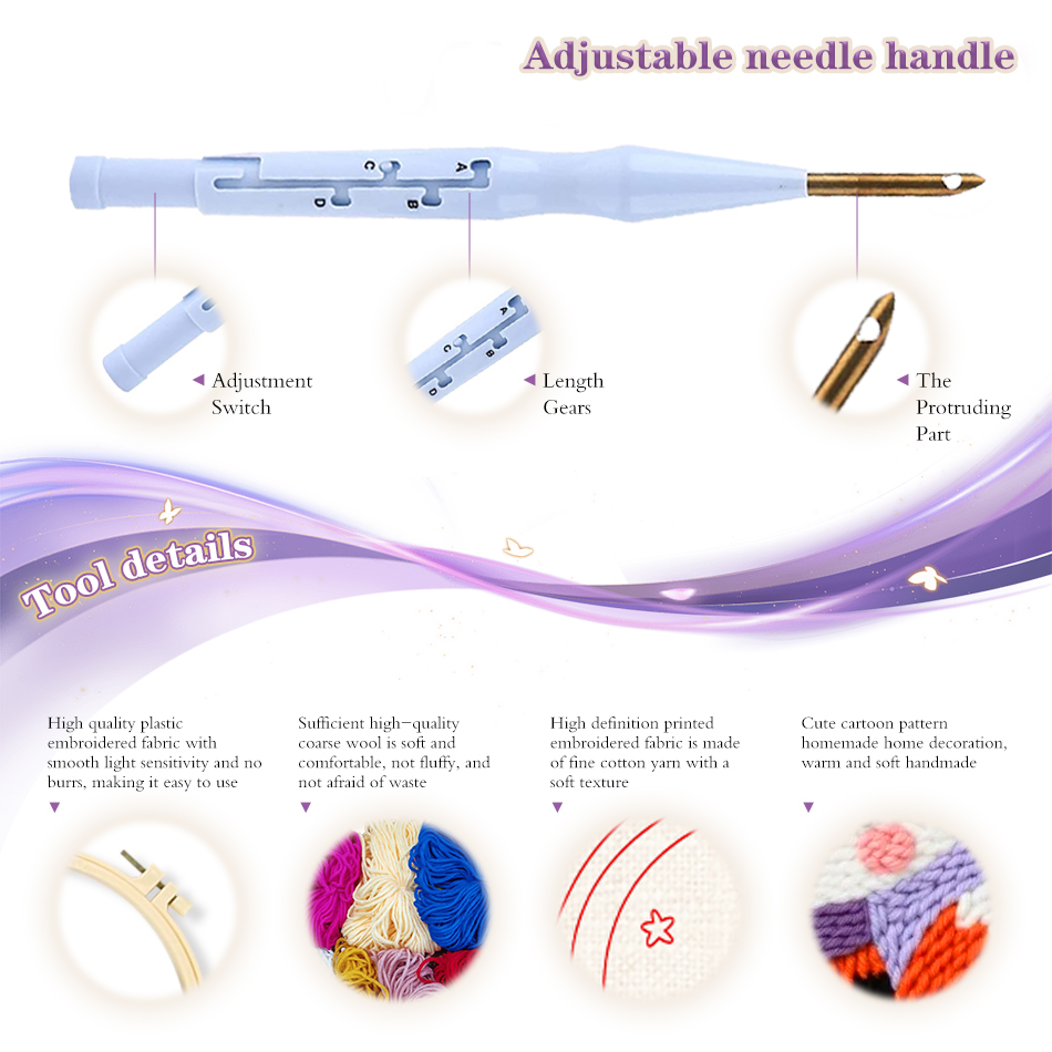 Kit per ricamo punch needle co - Embroidery Ideas For Bags recensione e prezzo